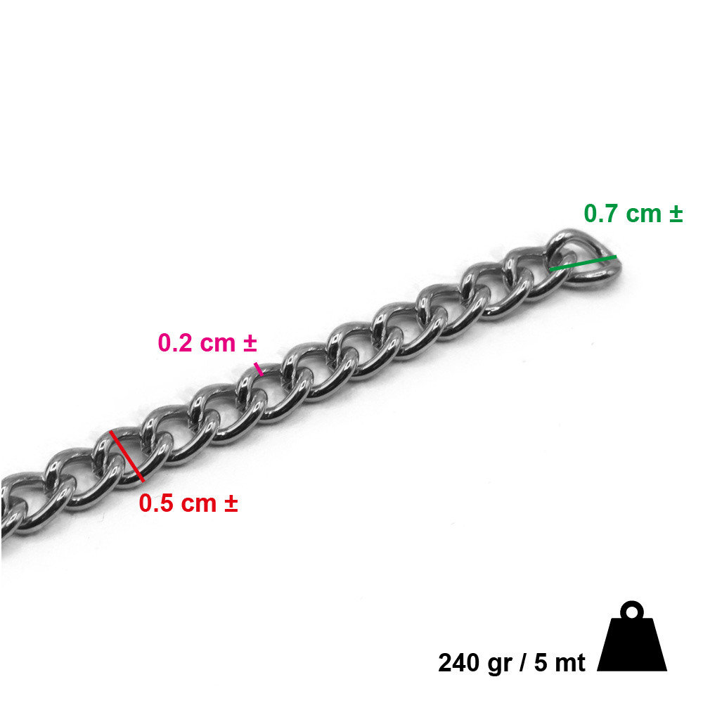 Cadena Roll 7x5 Plata Mt5