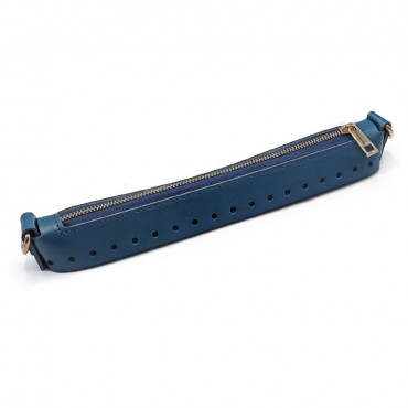 Easy zip closure in eco leather Navy Gold