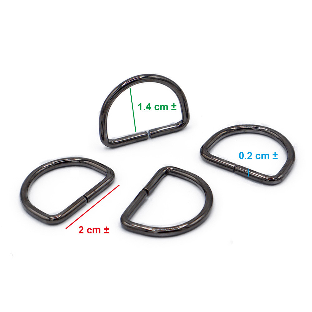 Anneaux semi-circulaires ouverts Gunmetal 20mm