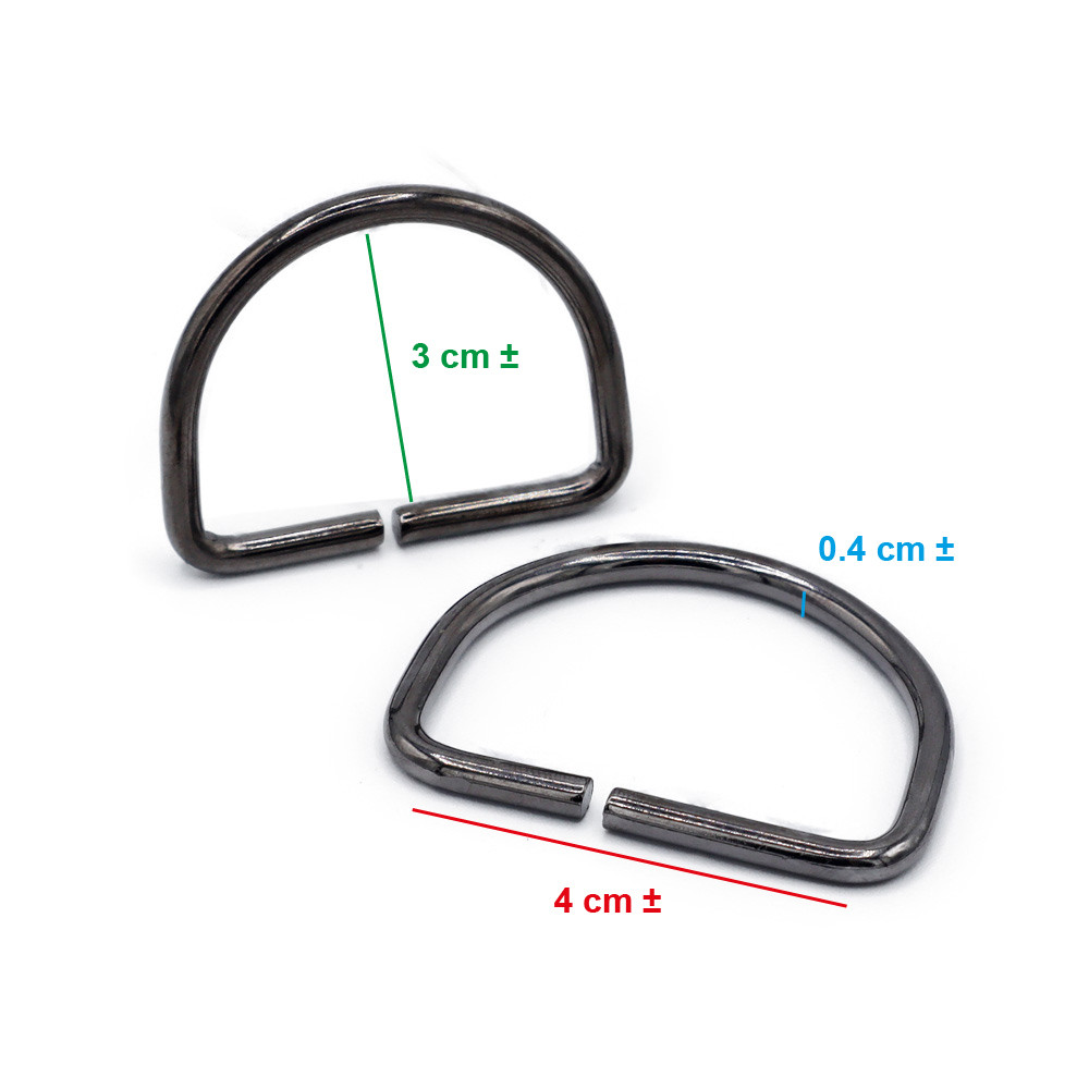 Anneaux semi circulaires ouverts Gunmetal 40mm