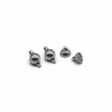 Magnetic Sphere Clasps Silver 8 mm Nickel Free 3 pcs