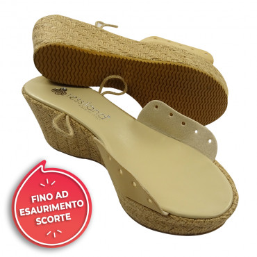 Sandal sole - wedge heel - raffia - size 35 - natural color. Model CS05