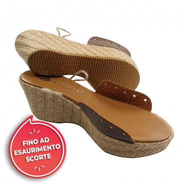 Sandal sole - wedge heel - raffia - size 35 - taupe. Model CS05