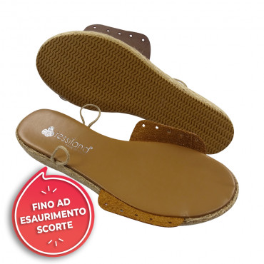 Flat sandal sole - raffia - size 40 - taupe. Model CS04