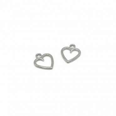 Charms Heart Silver nickel free 2pcs