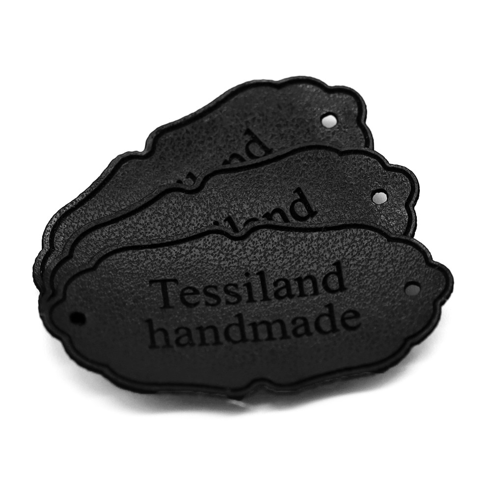 Custom tags Elegant eco leather black