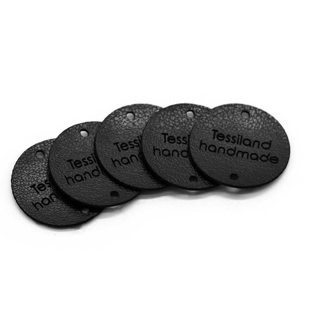 Targhette Personalizzabili Cerchio conf. 5 pz Ecopelle Nero