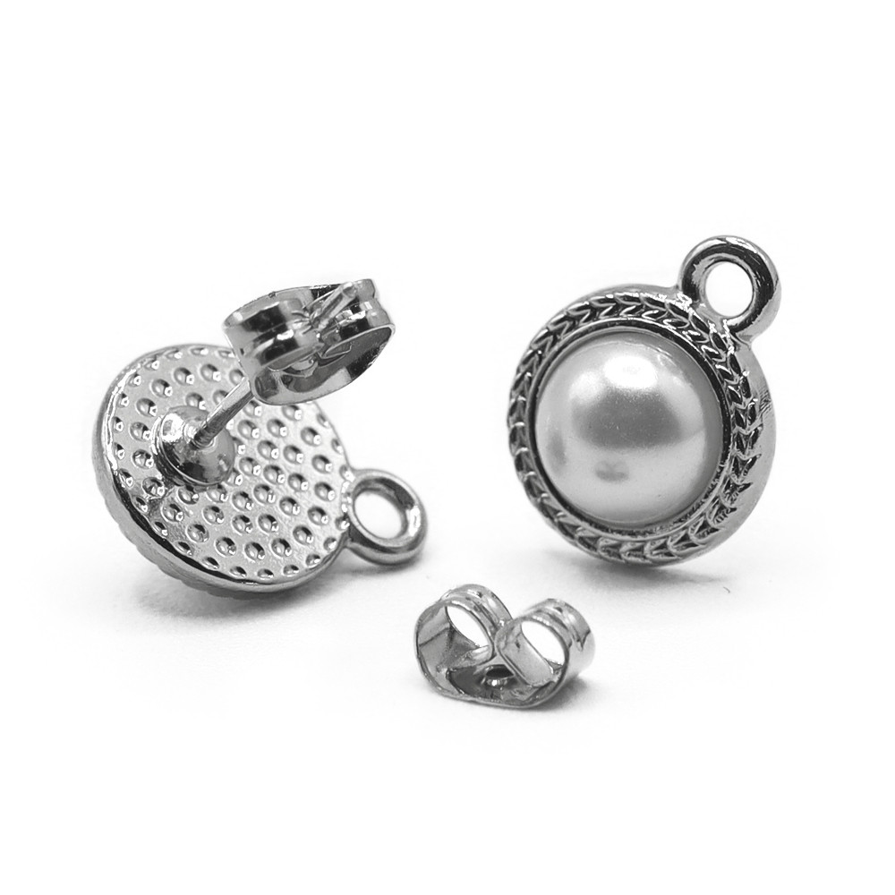 Silver Pearl Earrings 2 pcs