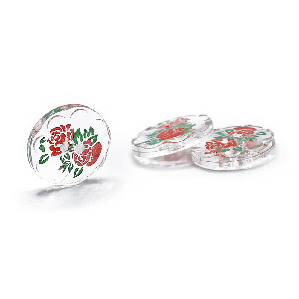 Button Glass Blossom 3pcs