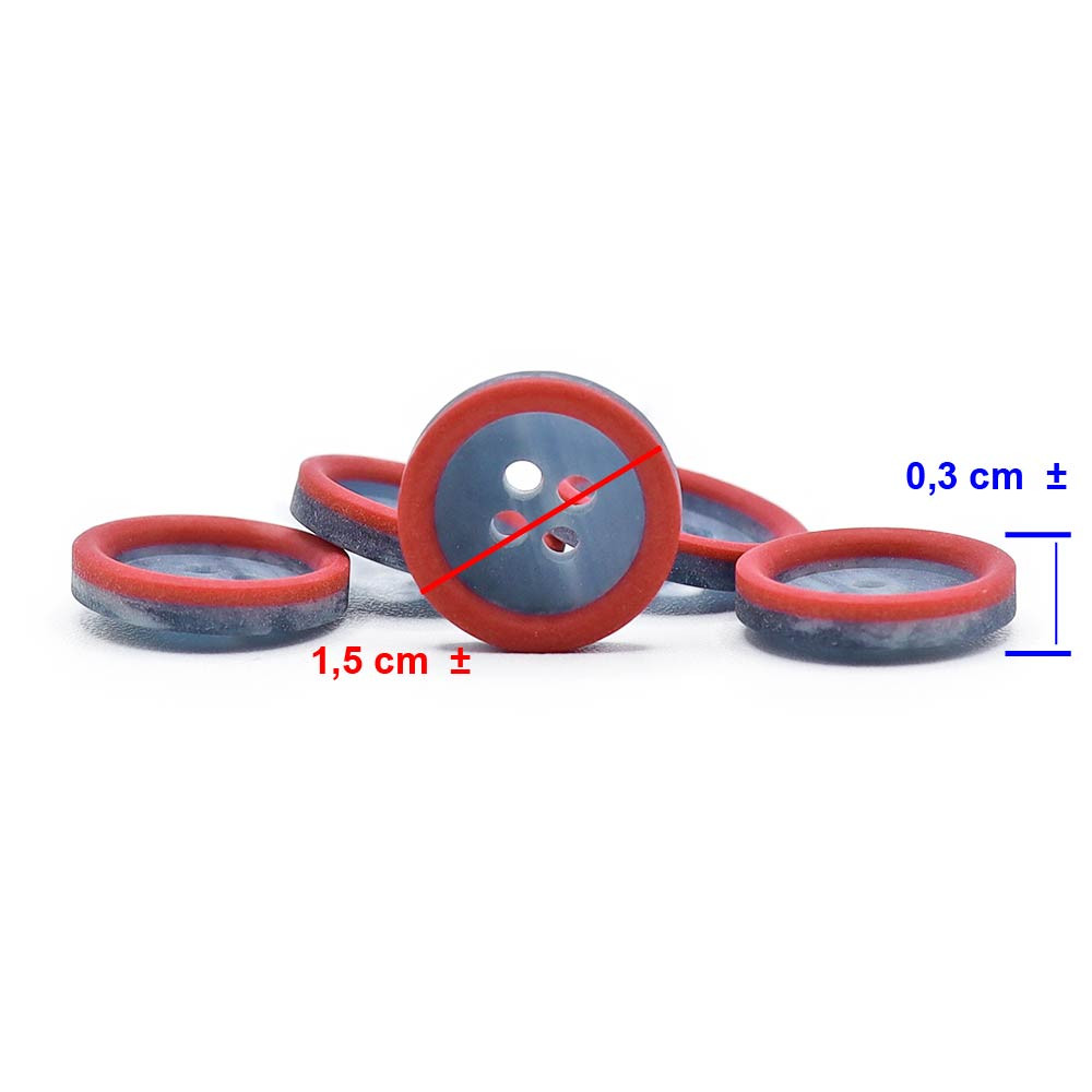 Button Marble Red 5pc