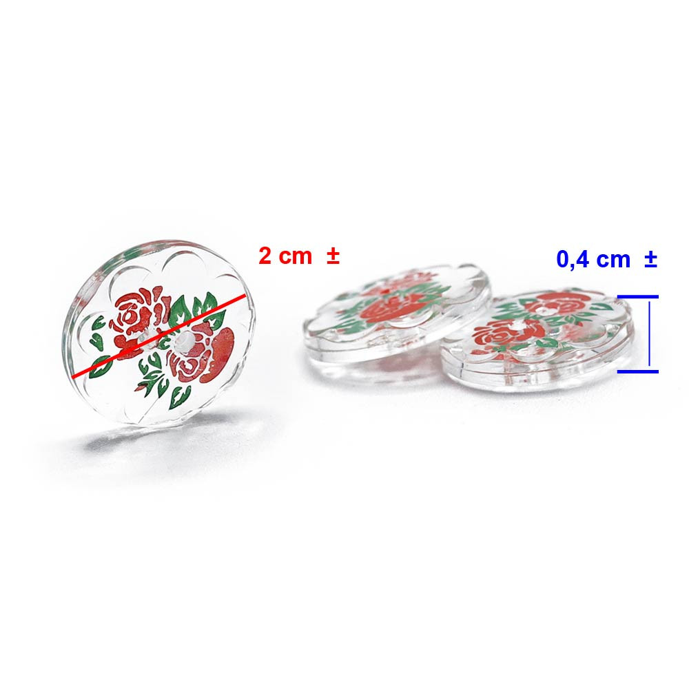 Button Glass Blossom 3pcs