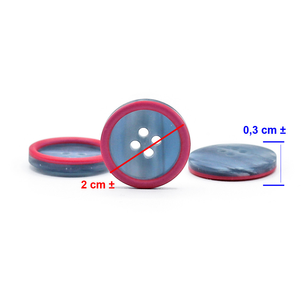 Button Marble Crimson 20 3pc