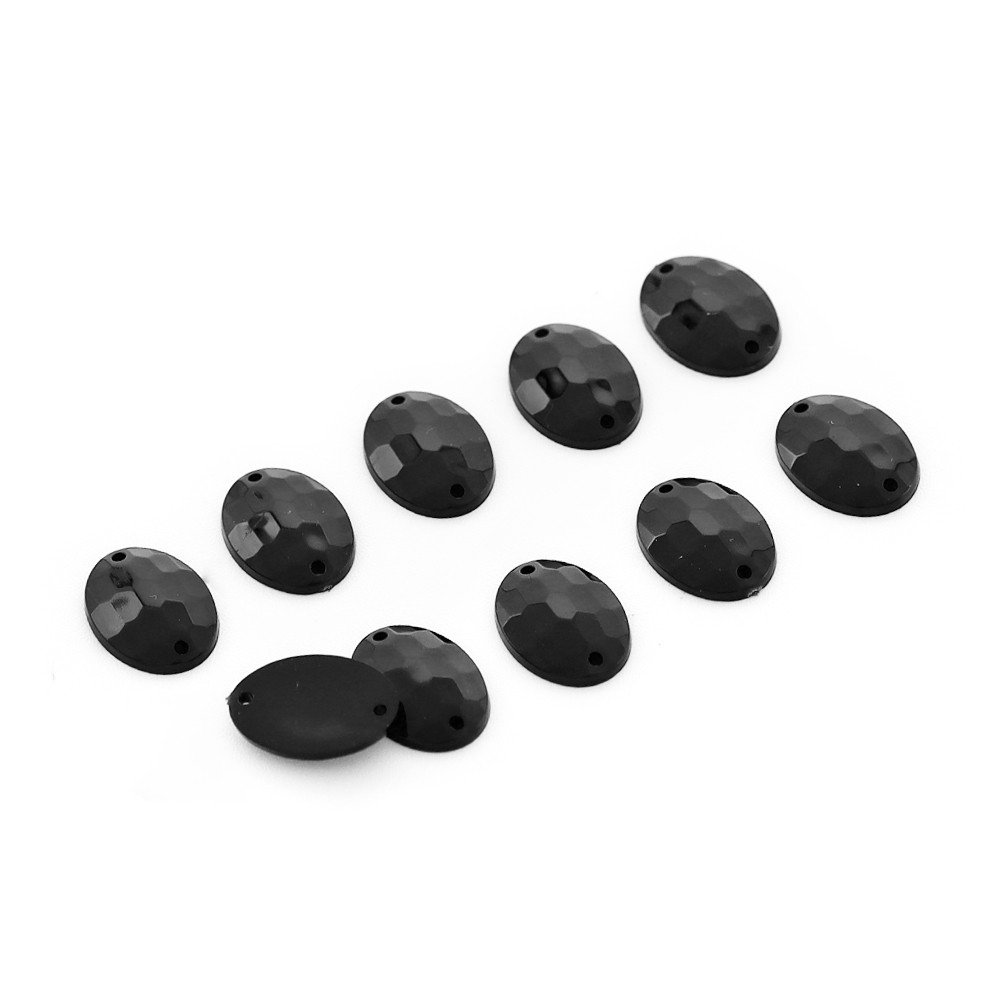 Cristallo cucibile Ovale Nero 10pz