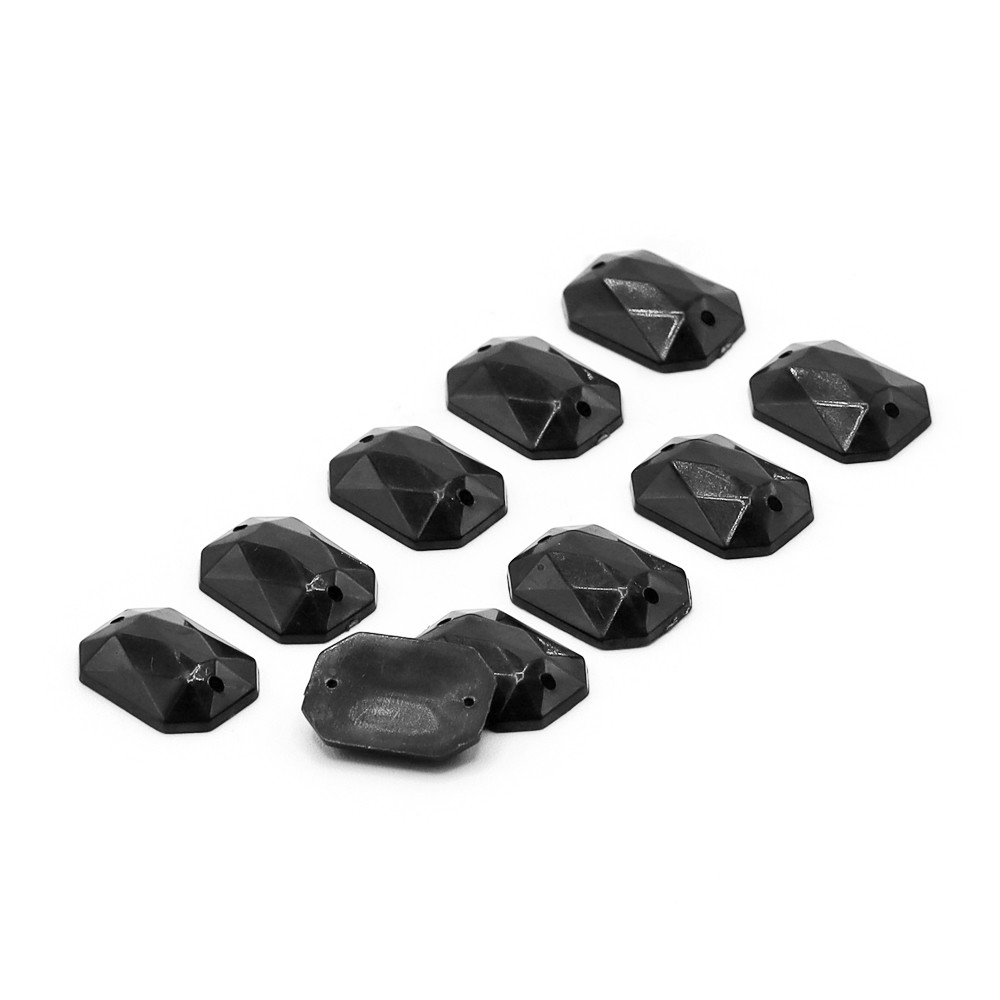 Cristallo cucibile Rettangolare Nero 10pz