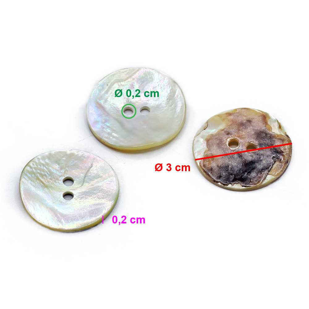 Button Akoya Natural 30mm 3pc