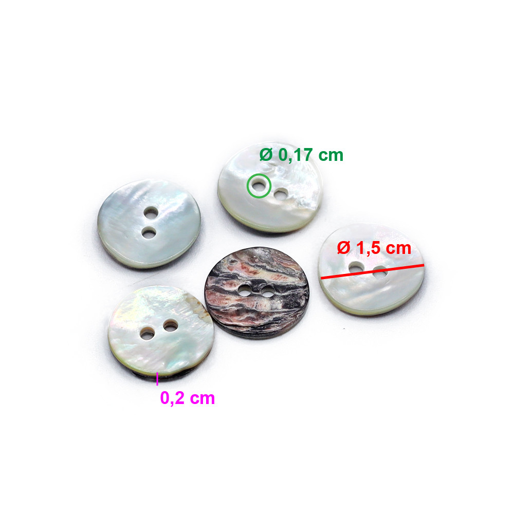 Bouton Akoya Naturel 15mm 5pz