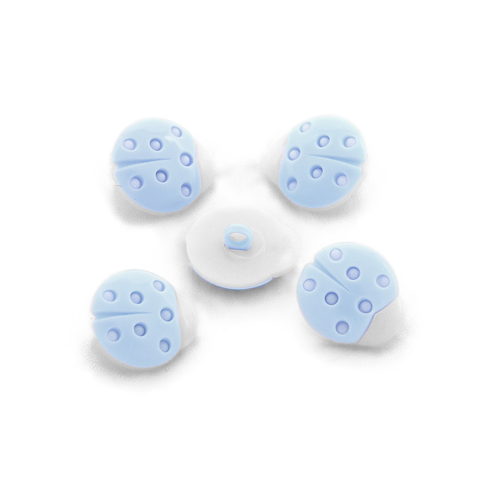 Ladybug Button White Blue Sky 5pcs