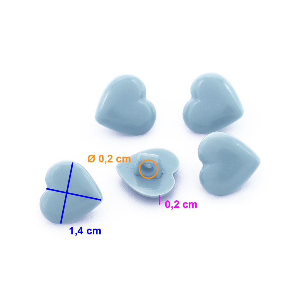 Botónes Corazón 24 Azul Claro 5ud
