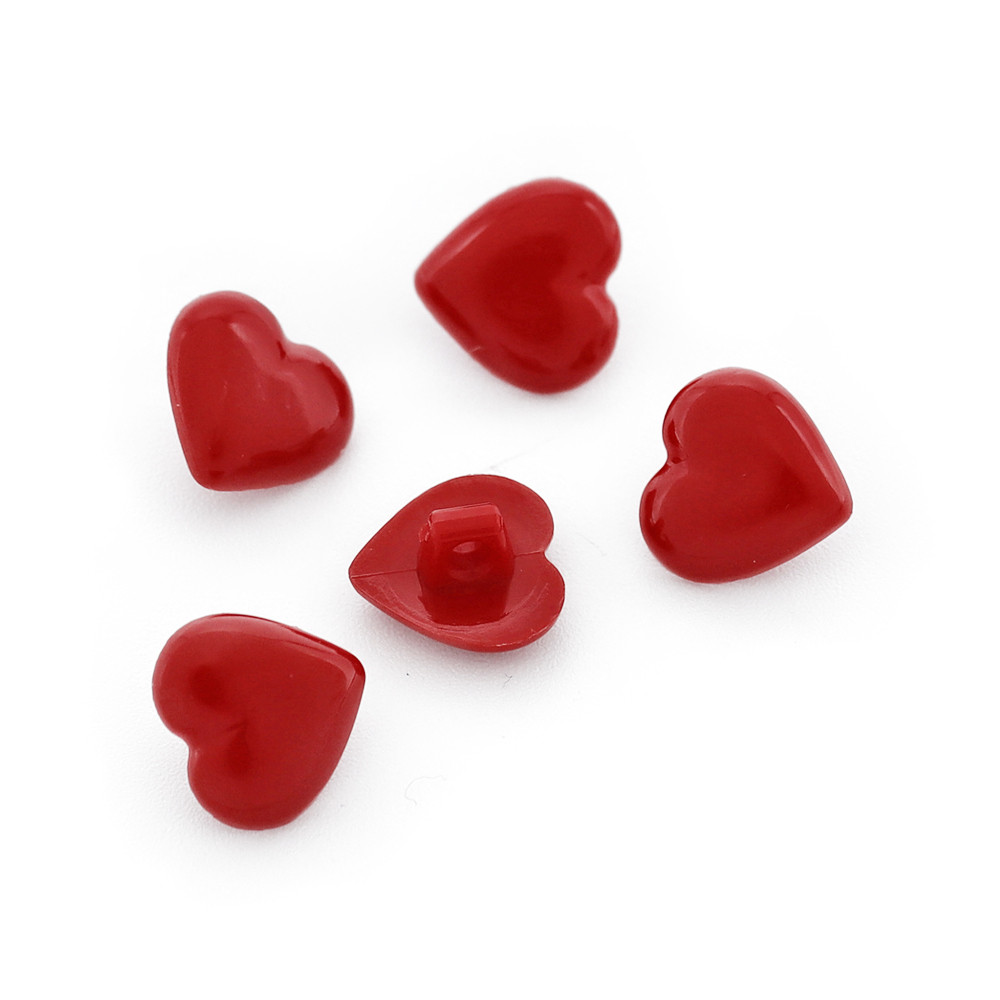 Bottoni Cuore 24 Rosso 5pz