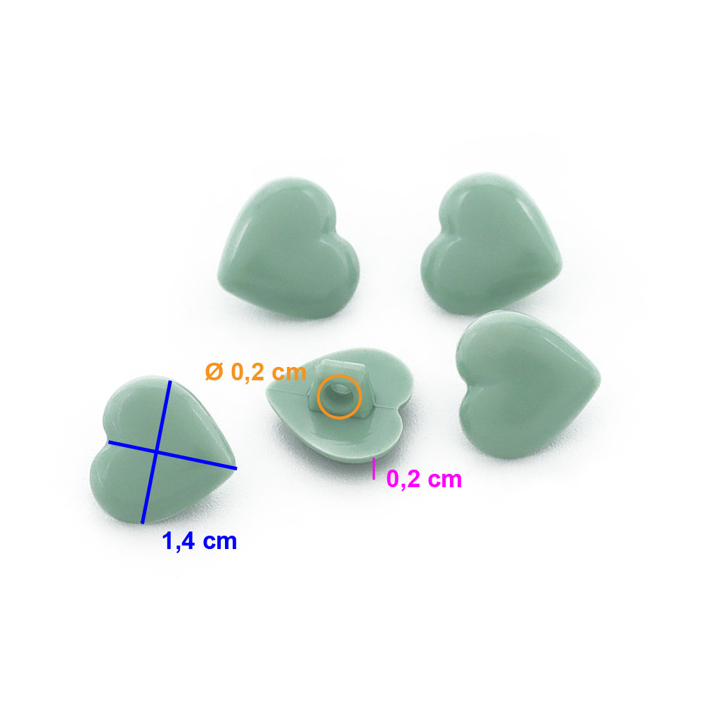 Bottoni Cuore 24 Verde 5pz
