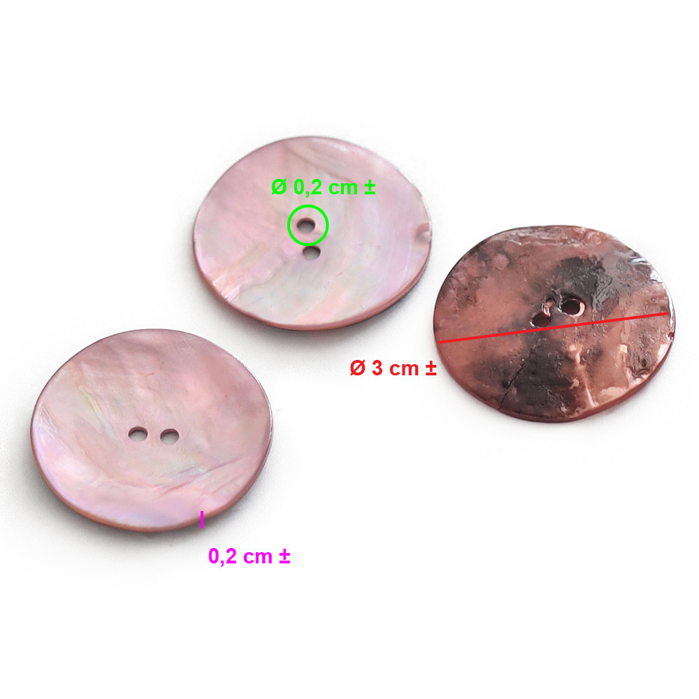 Botón Akoya Rosa 30mm 3pz