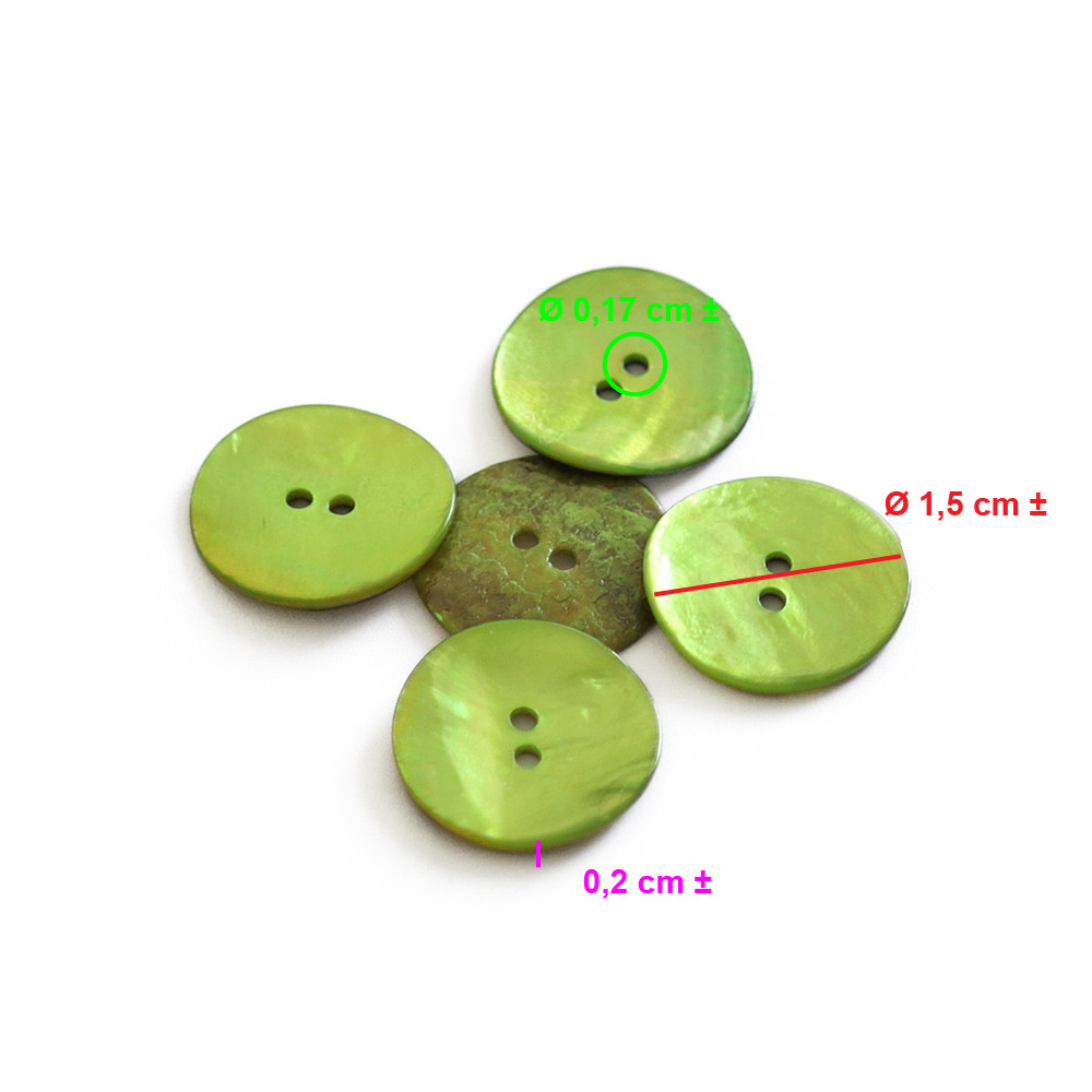 Botón Akoya Lime 15mm 5pz