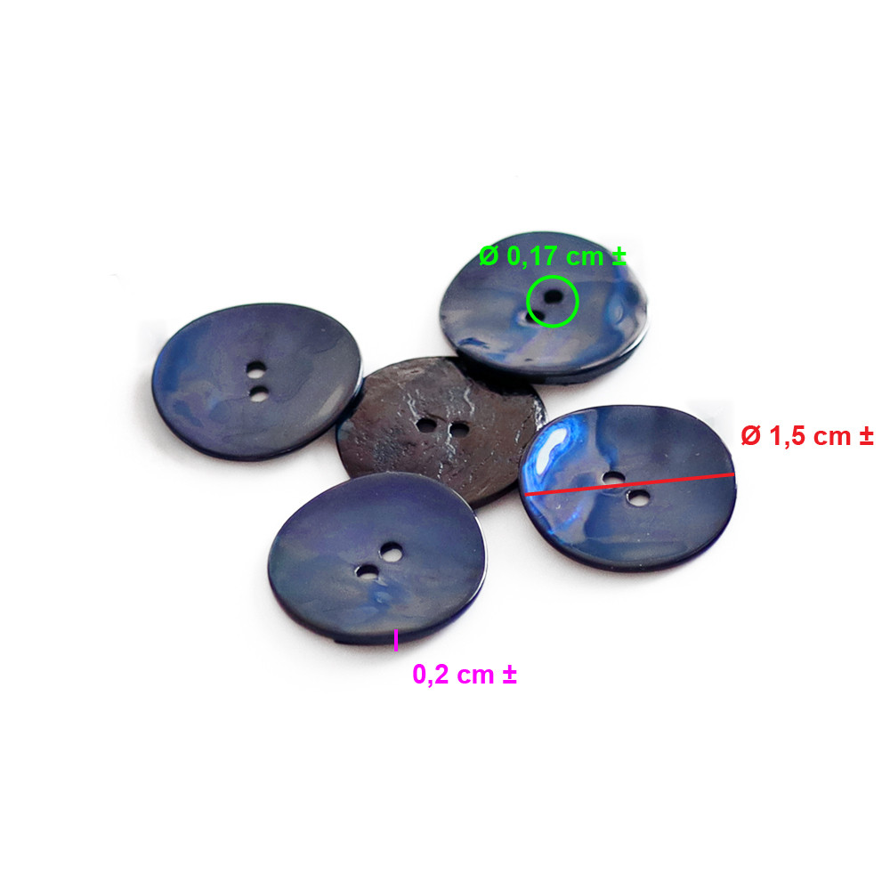 Bottoni Akoya Blu 15mm 5pz