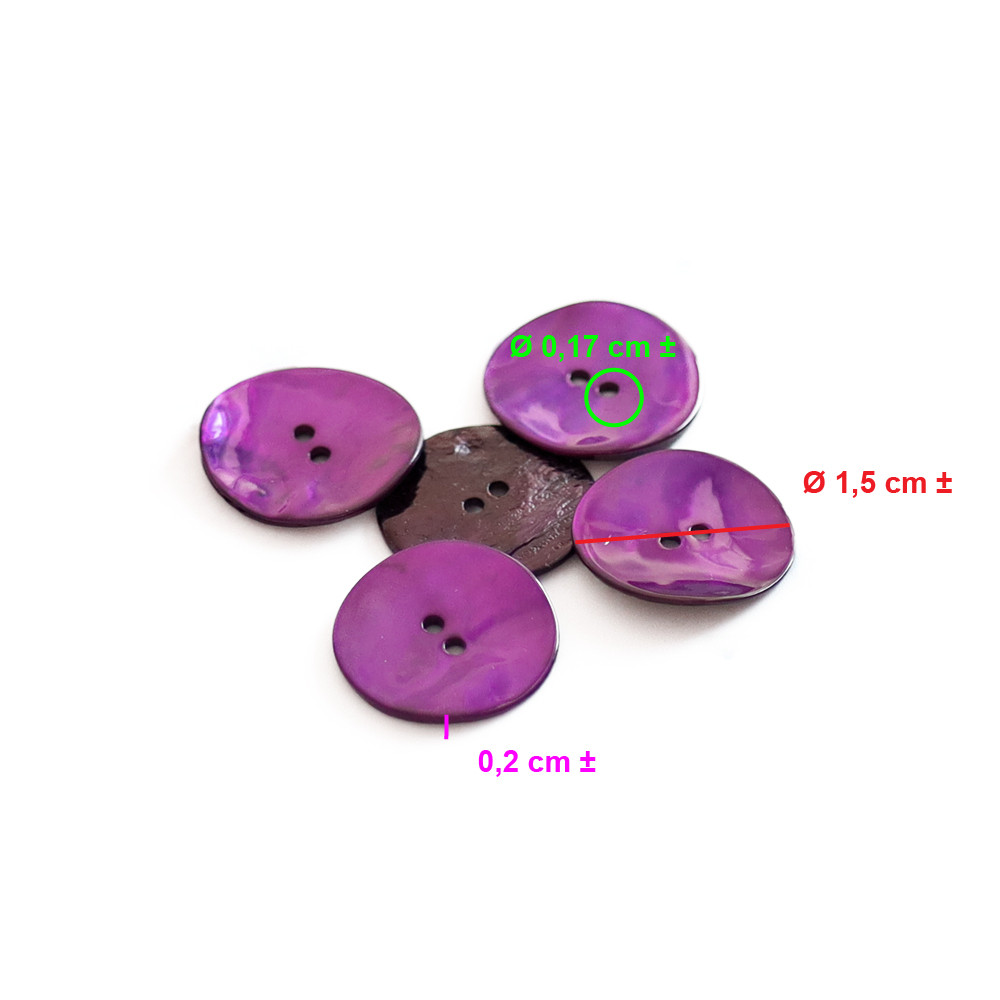 Button Akoya Purple 15mm 5pc