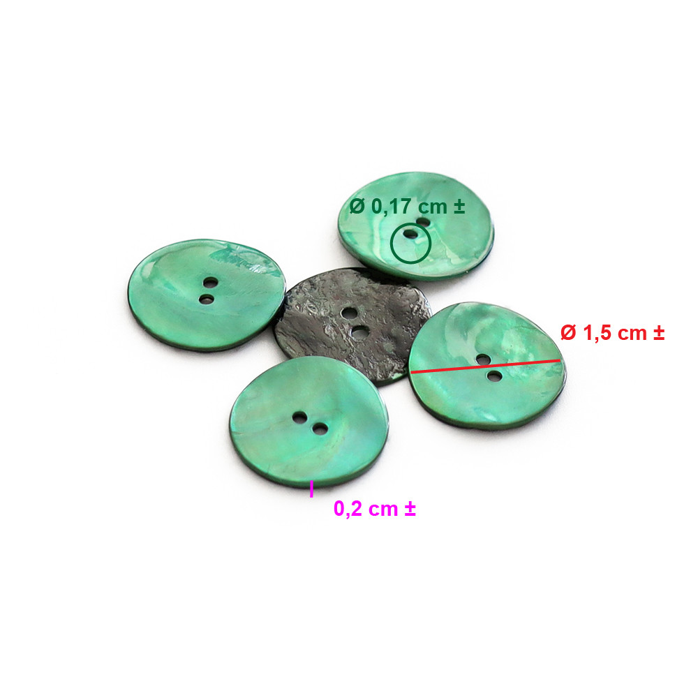 Botón Akoya Esmeralda 15mm 5pz