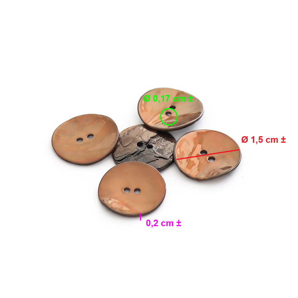 Button Akoya Dark Brown 15mm 5pc