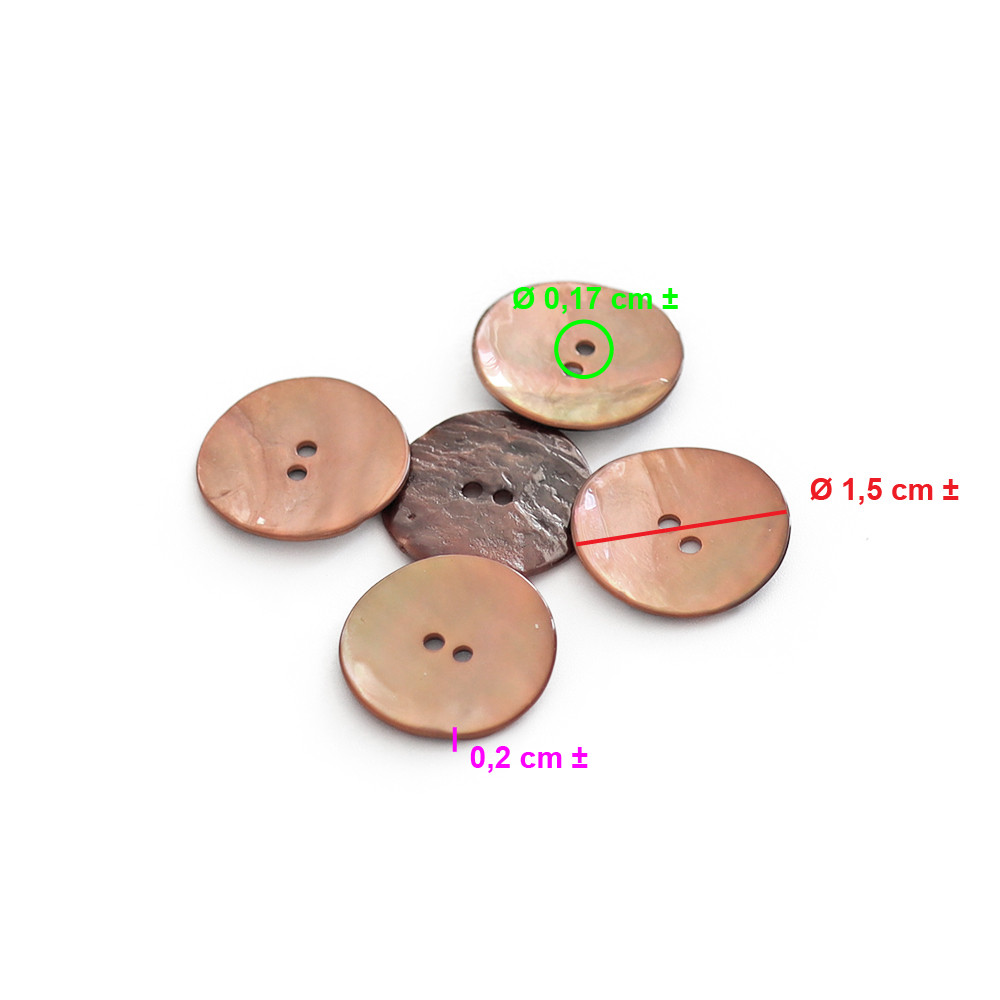 Button Akoya Brown 15mm 5pc