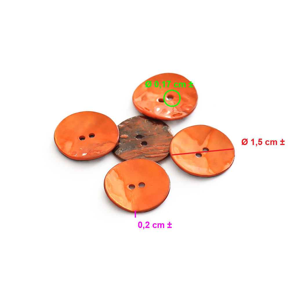 Button Akoya Orange 15mm 5pc