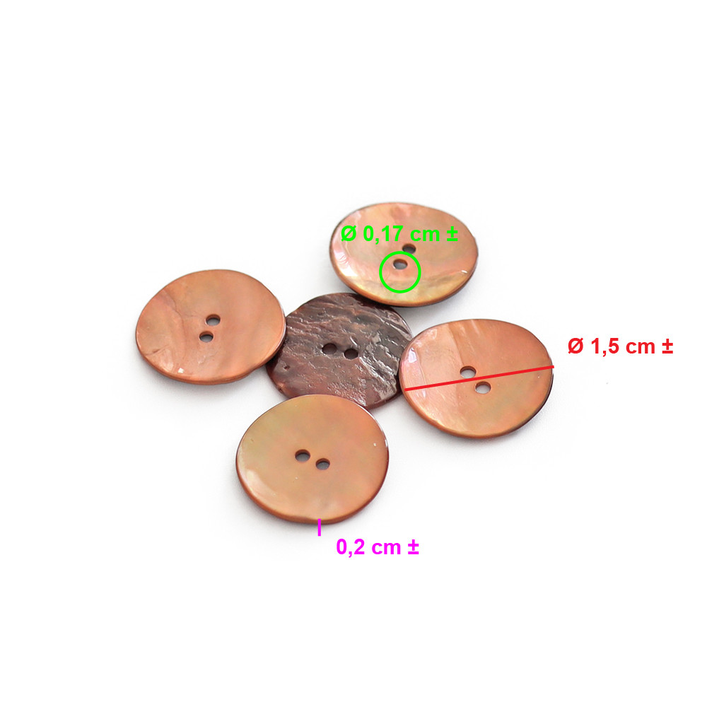 Button Akoya Copper 15mm 5pc