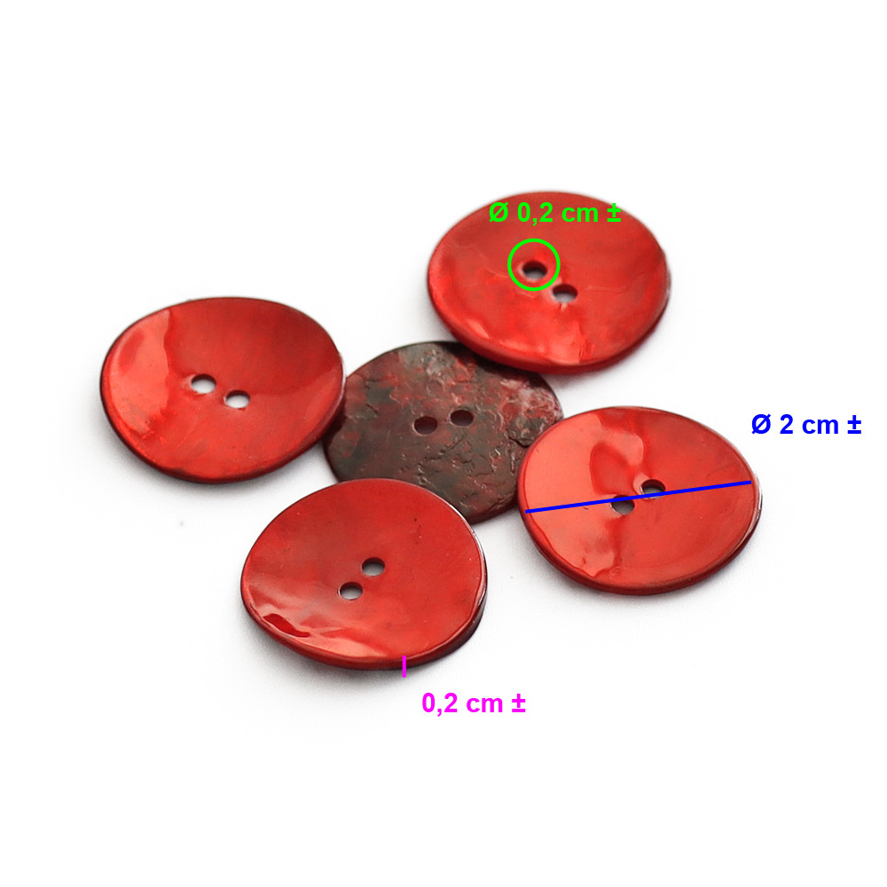 Bouton Akoya Rouge 20mm 5pz