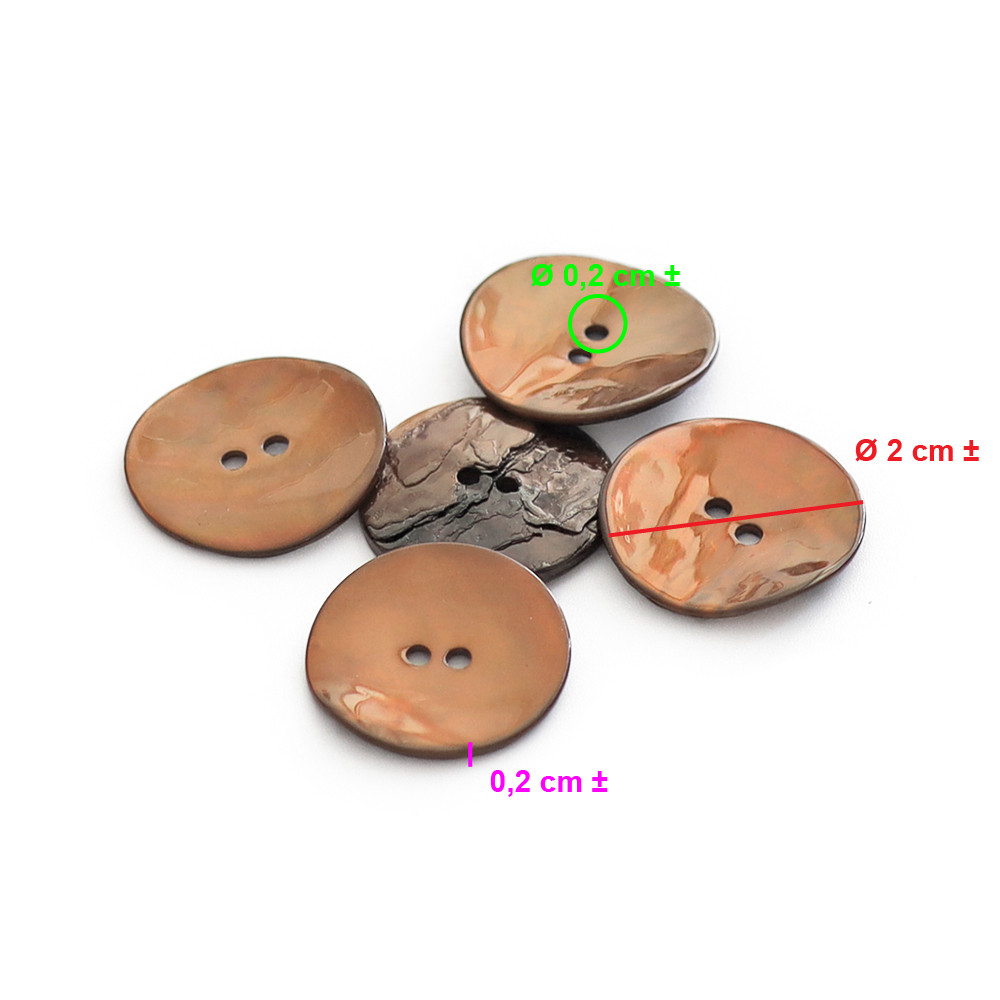 Bouton Akoya Marron Foncè 20mm 5pz
