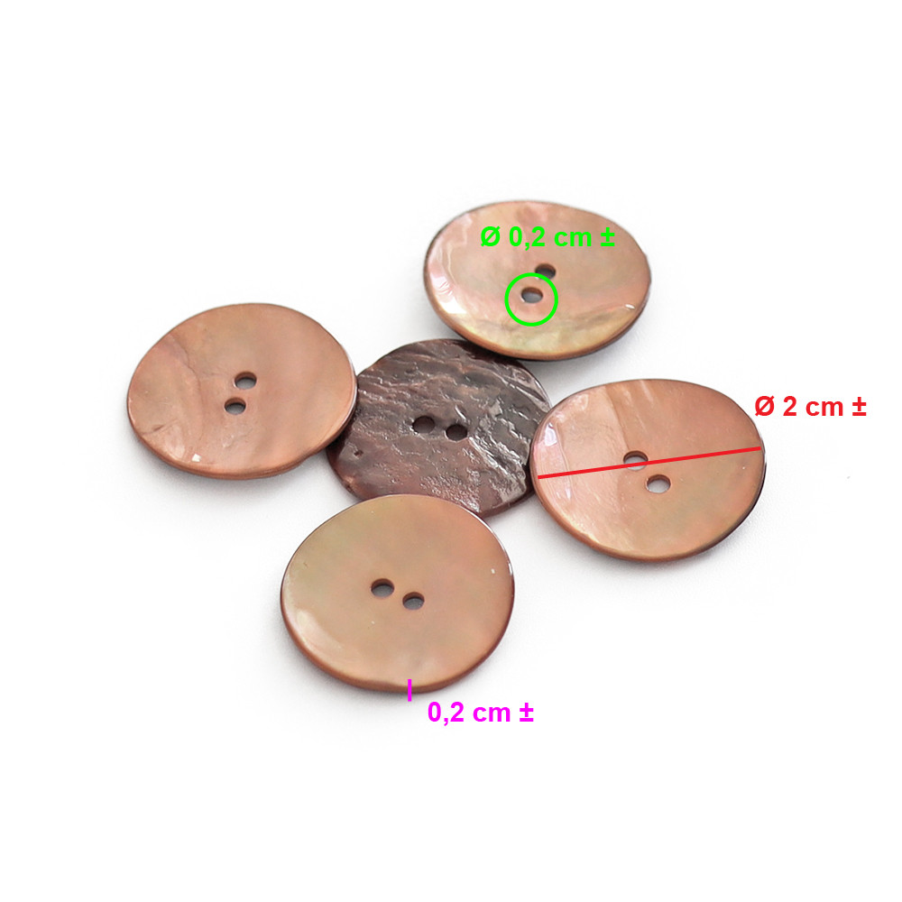 Bouton Akoya Marron 20mm 5pz