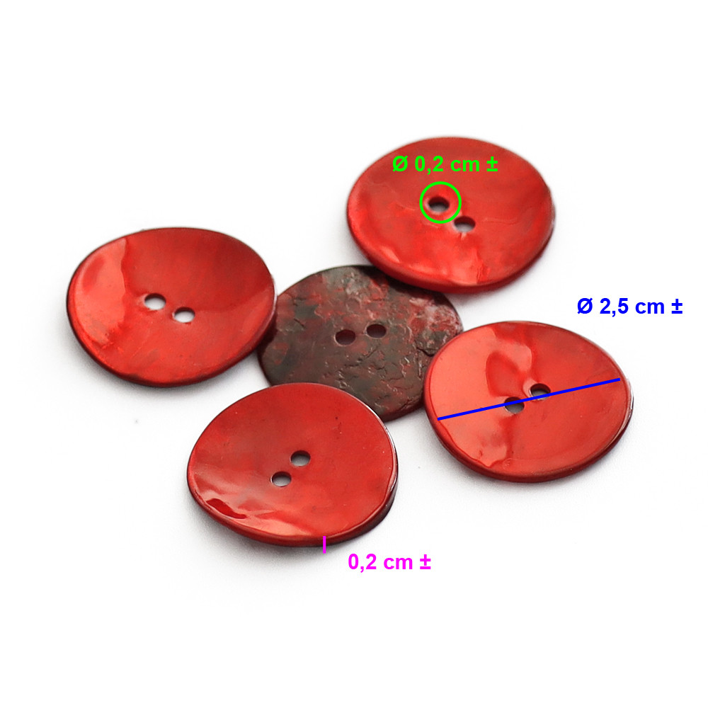 Bottoni Akoya Rosso 25mm 5pz