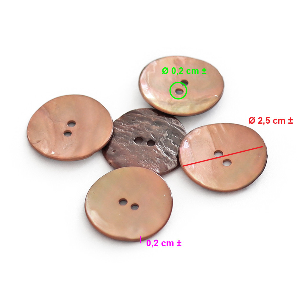 Bouton Akoya Brun 25mm 5pz