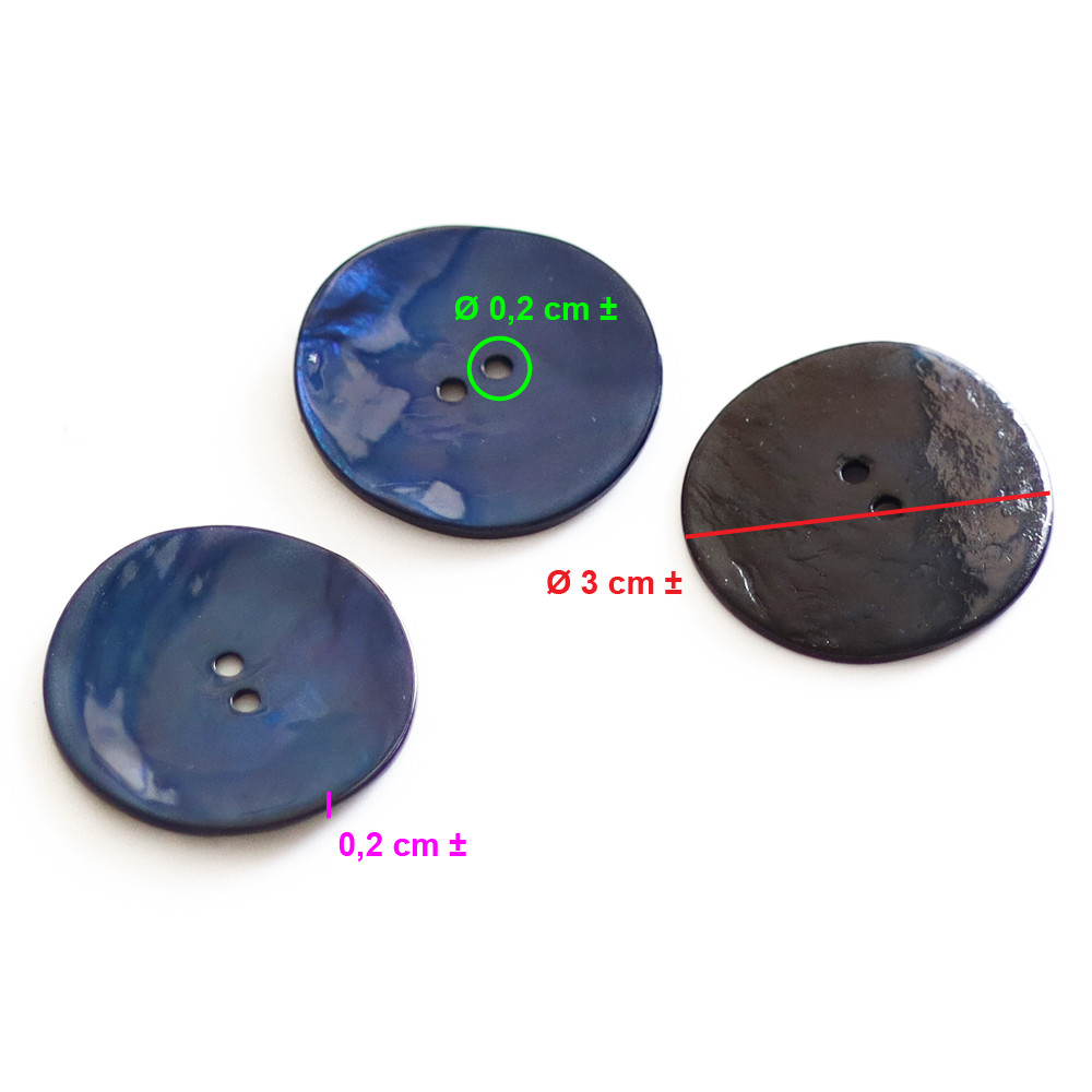 Bouton Akoya Bleu 30mm 3pz