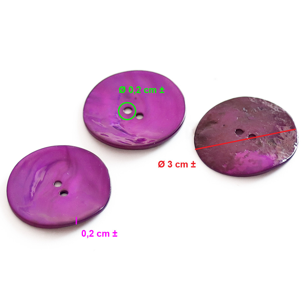 Bottoni Akoya Viola 30mm 3pz