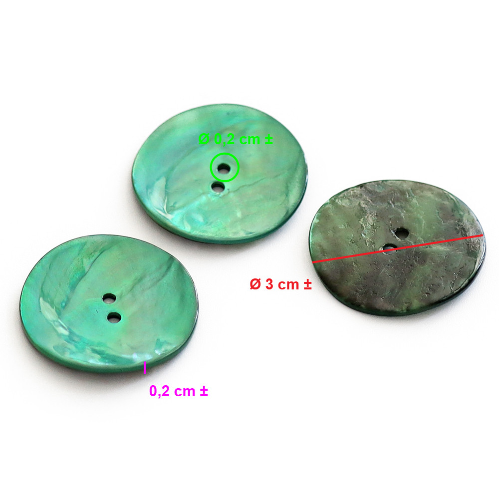 Button Akoya Emerald 30mm 3pc