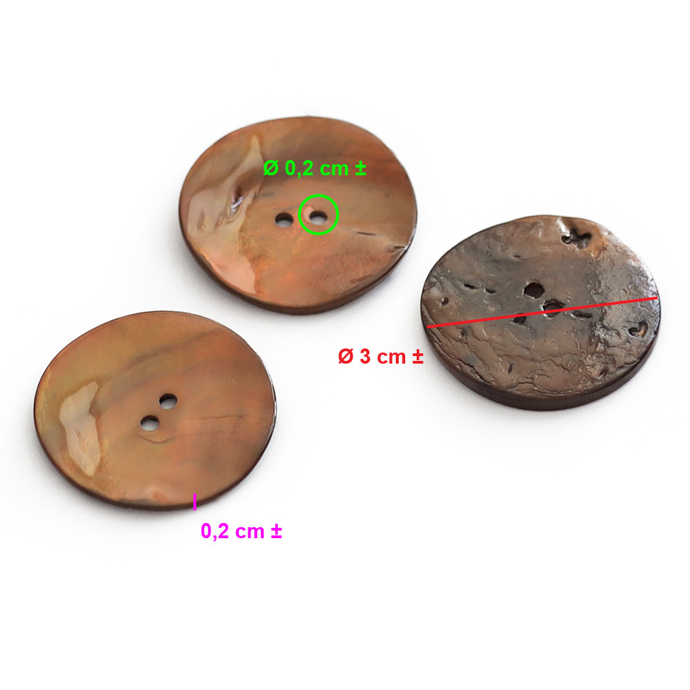 Button Akoya Dark Brown 30mm 3pc