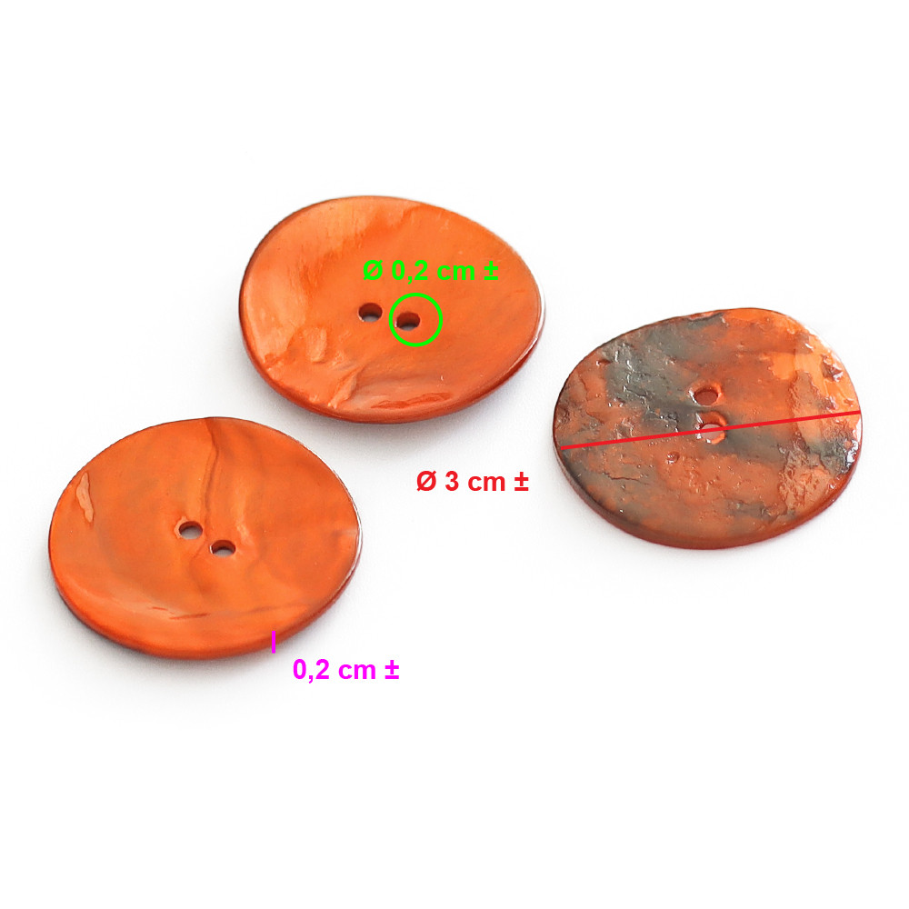Bottoni Akoya Arancio 30mm 3pz