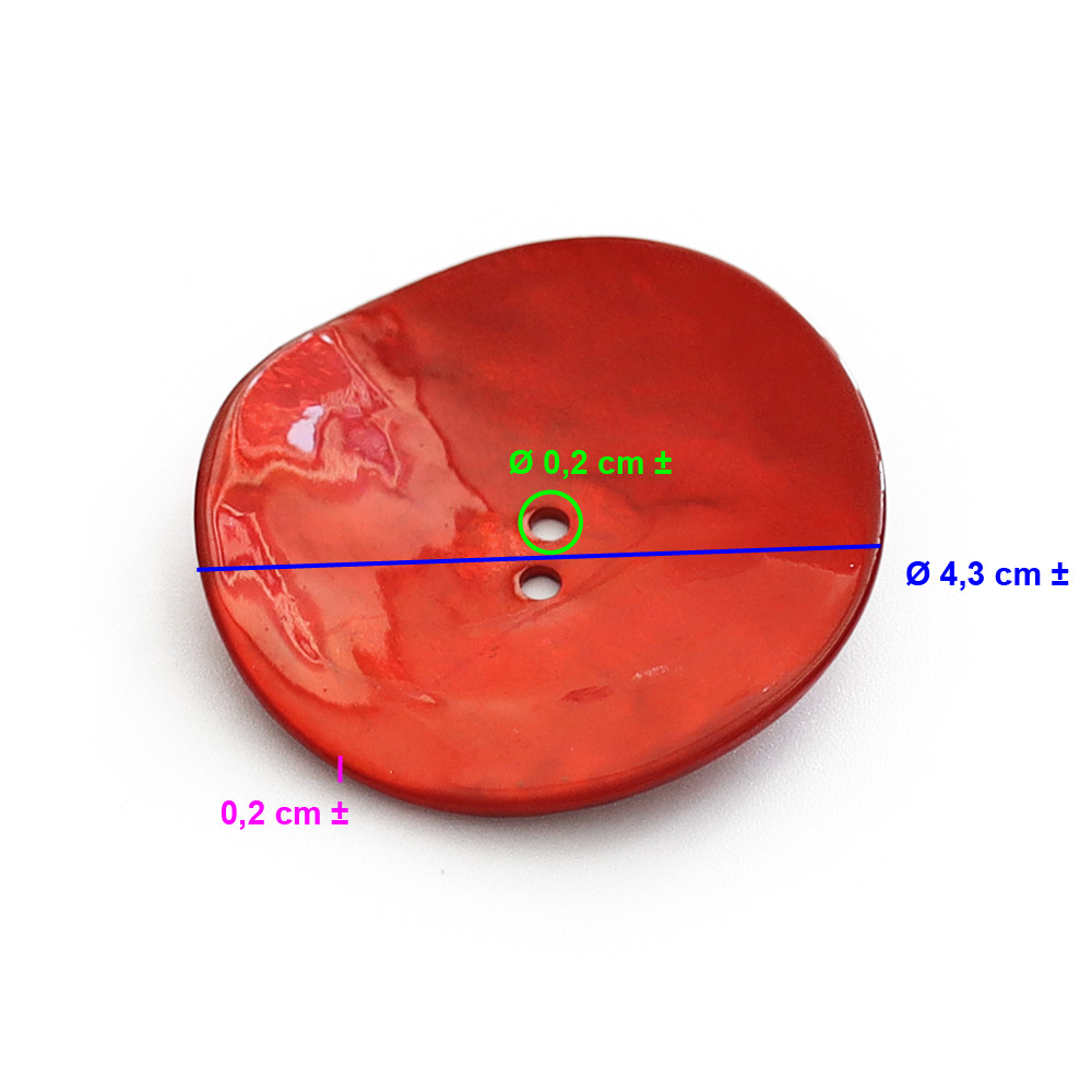 Bottone Akoya Rosso 43mm 1pz