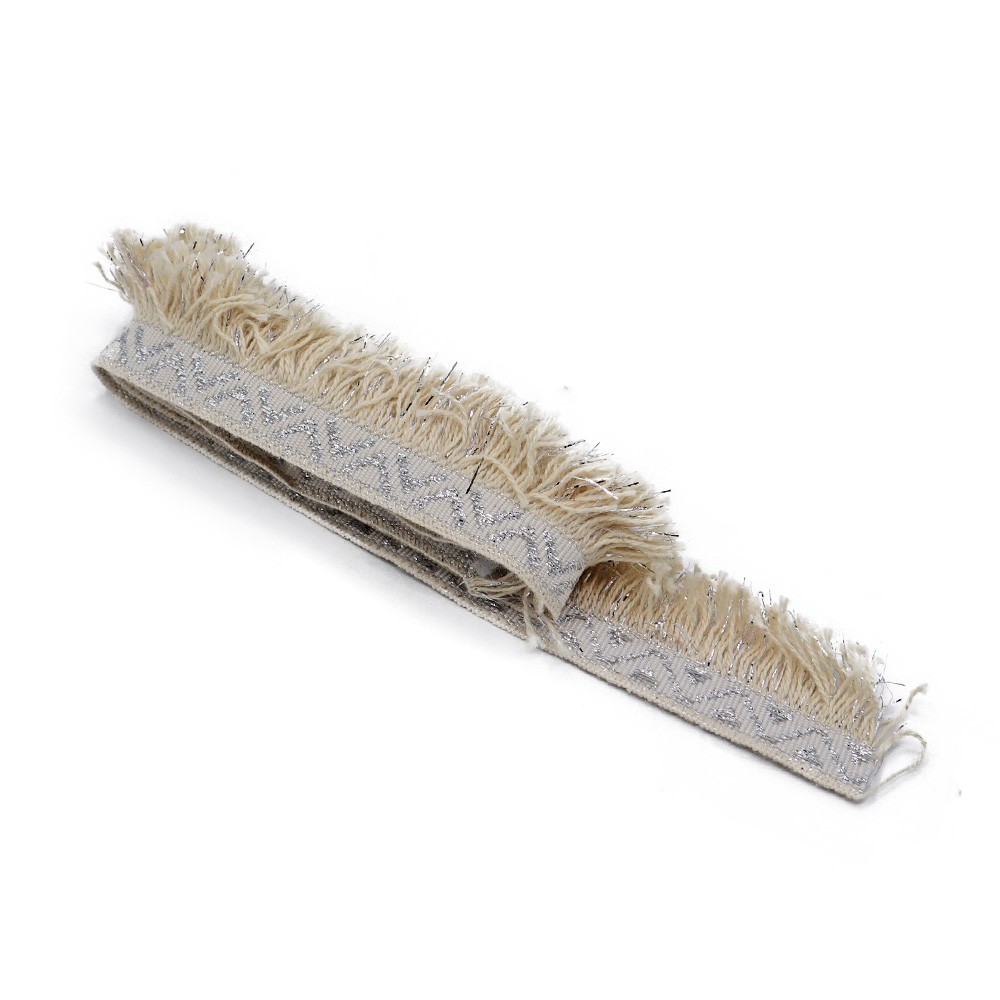 Natural Silver Ethnic Fringe 3m
