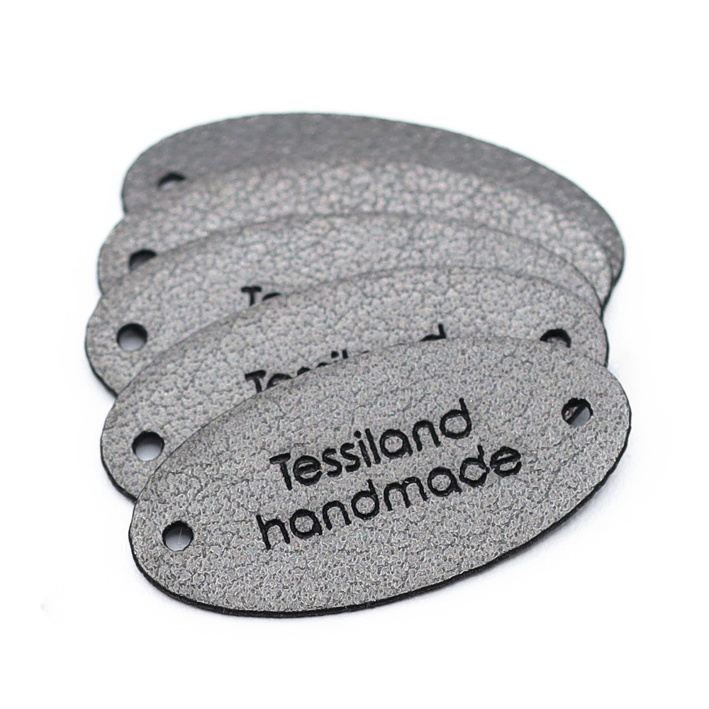 Plaques Personnalisables Ovale 5 pcs Éco-cuir Titanium