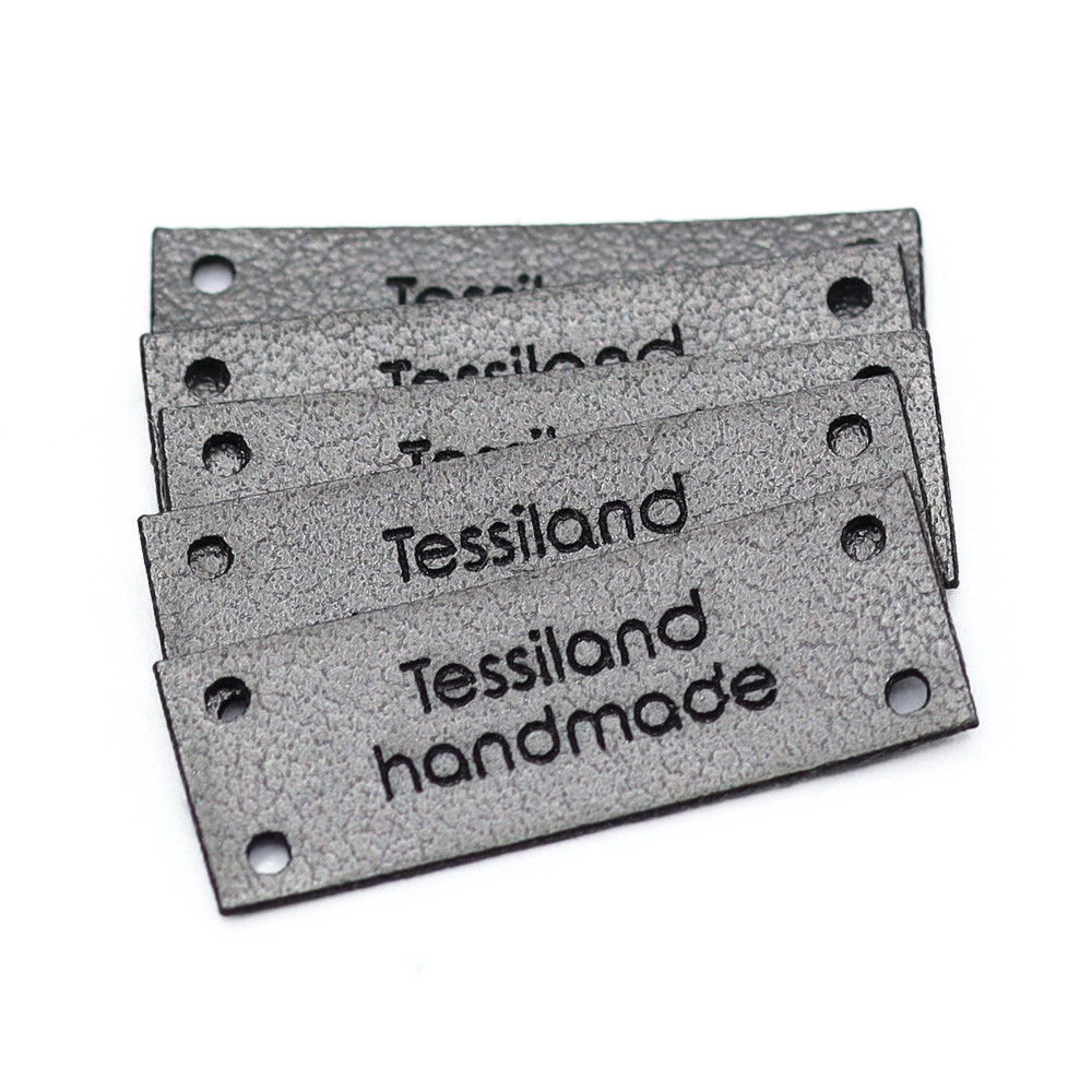 Custom tags rectangle 5 pcs Eco Leather Titanium