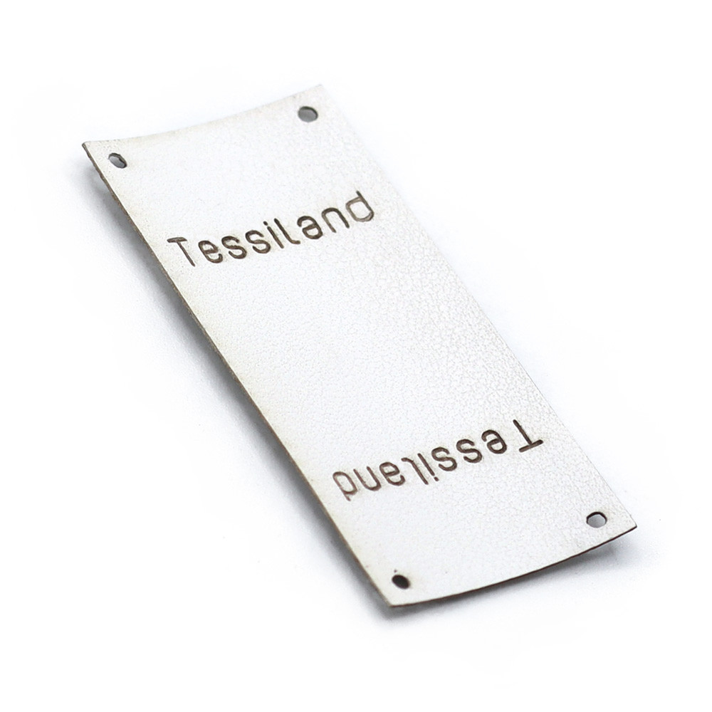 Custom tags Duble eco leather white