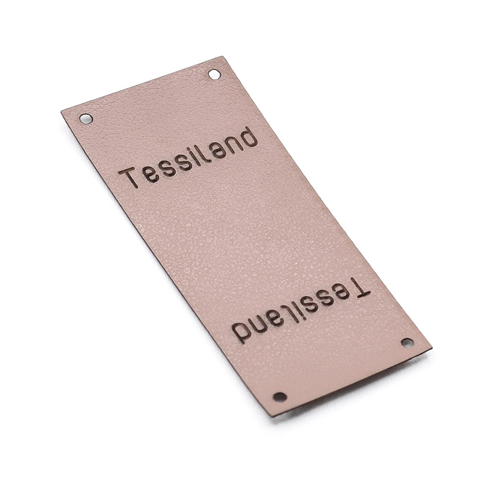 Custom tags Duble eco leather pale pink