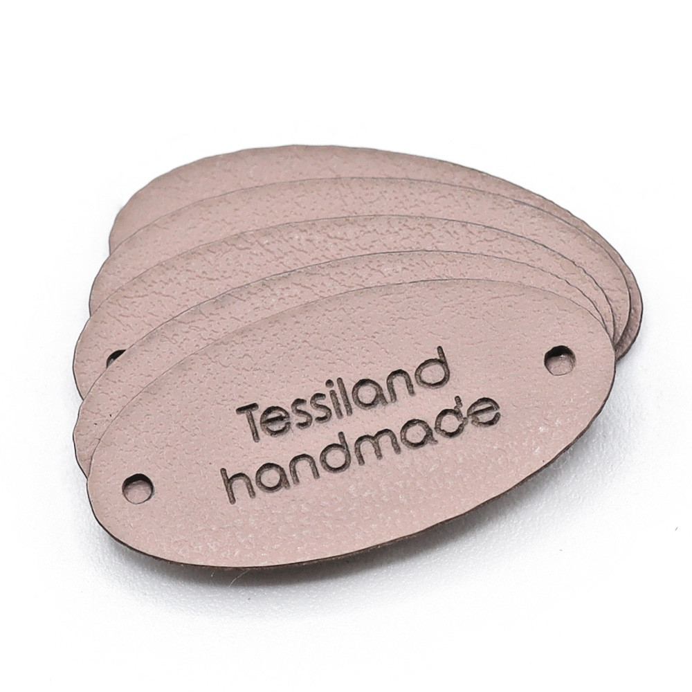 Plaques Personnalisables Ovale 5 pcs Éco-cuir Rose poudre